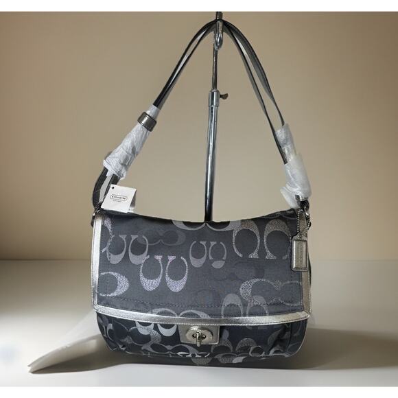 Coach Shoulder Penelope Sig Flap Bag F20461 NWT Rare Discontinued Grey/Silver - Picture 4 of 14